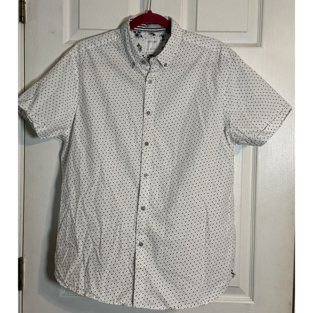 Men’s Cactus Man, Ricky Singh, Button-up Short Sleeved Shirt, Large